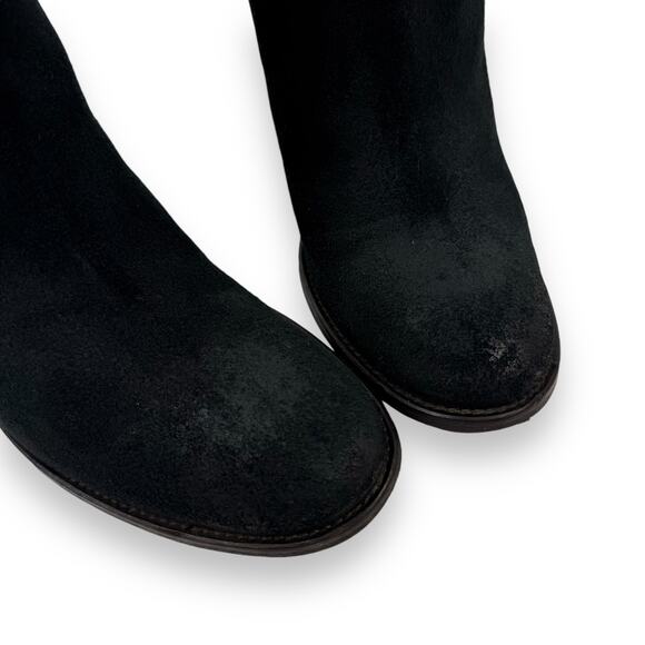 FREE PEOPLE knee high black suede riding boots with braided leather trim - Picture 6 of 16